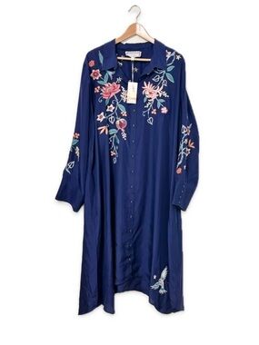 Johnny Was Silk Viola Wide Cuff Seaside Dress XL NWT Floral Embroidery MSRP
$480